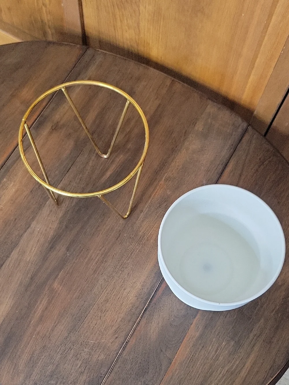 IKEA White Planter with Gold Metal Stand